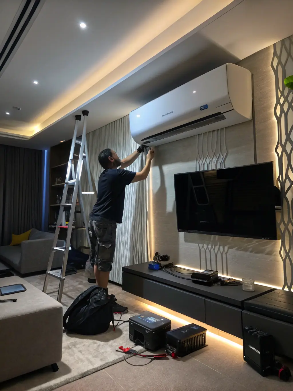 A Phoenix HVAC Pros technician installing a new, energy-efficient HVAC unit on a rooftop, showcasing their professional HVAC installation service.