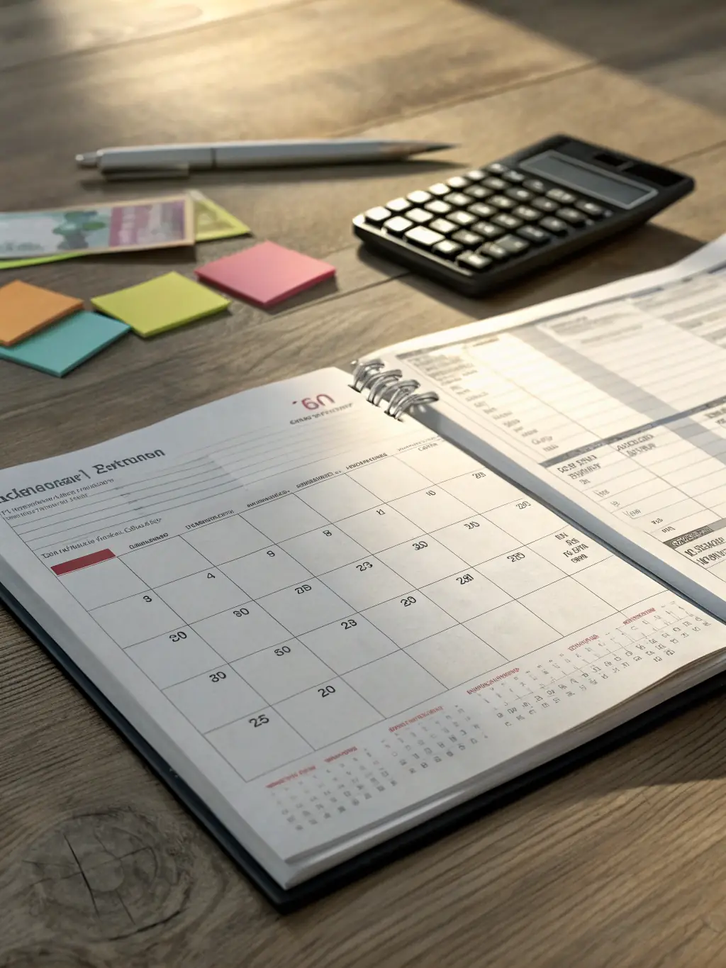 A document with a pen and a calculator, representing transparent and affordable financing options from Phoenix HVAC Pros.